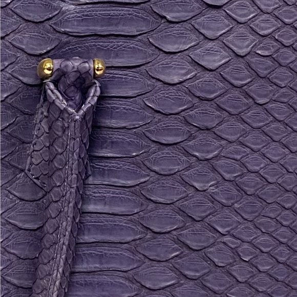 Purple Python-Embossed Structured Tote - Picture 5 of 5